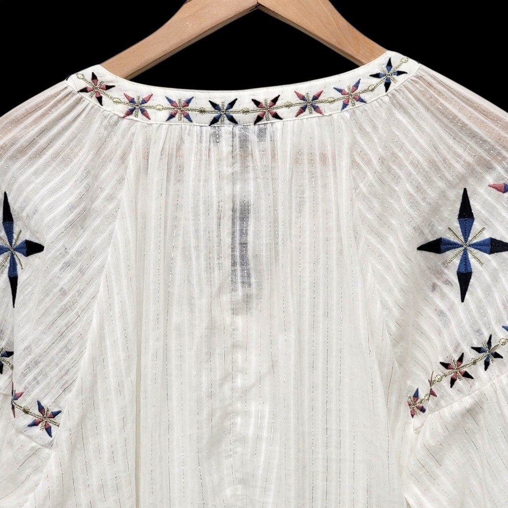 Lane Bryant Size 14/16 Embroidered Peasant Blouse White Boho Tassel Top‎ New - Picture 10 of 16